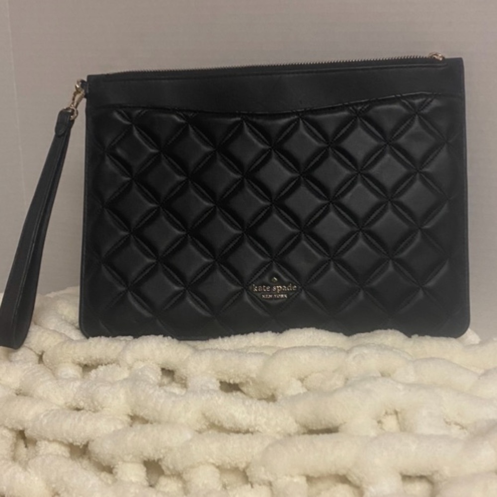 kate spade Quilted Black Wristlet Clutch